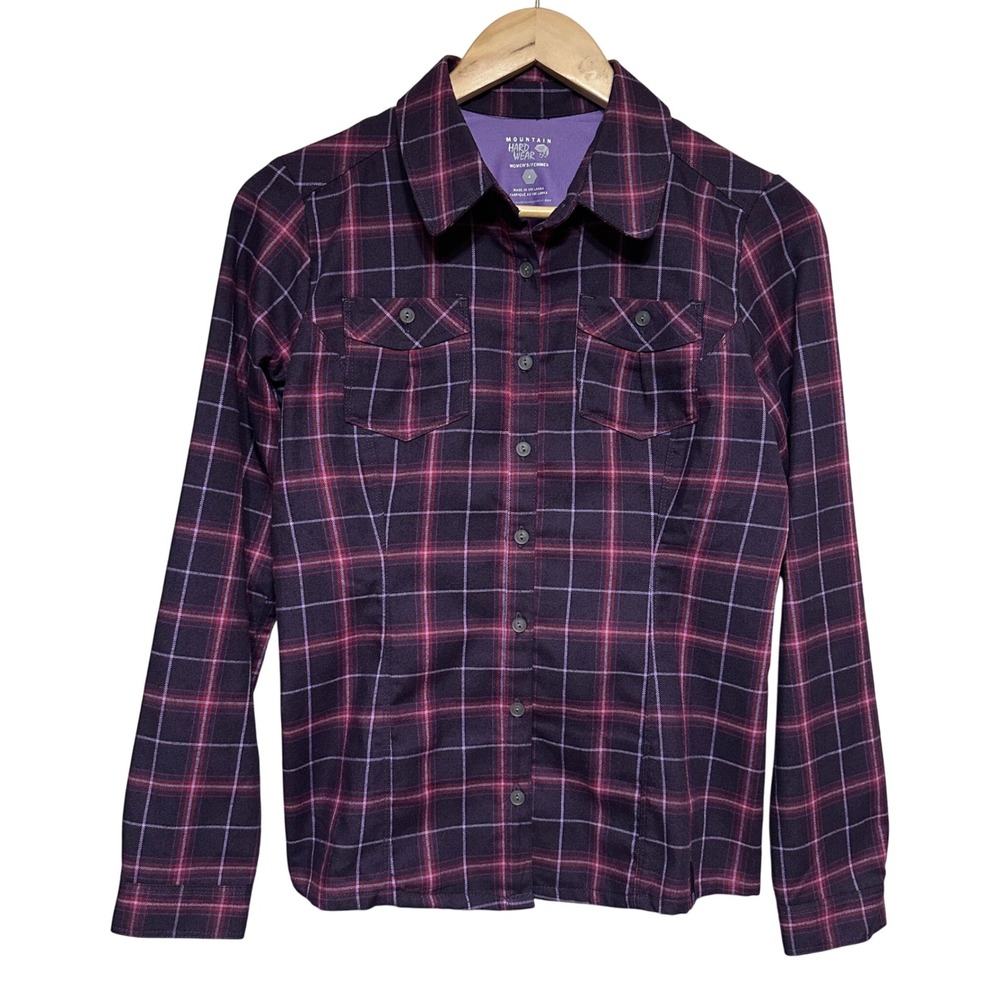 Mountain Hardwear Womens Plaid Flannel Shirt Size 4 Purple Outdoor Gorpcore‎